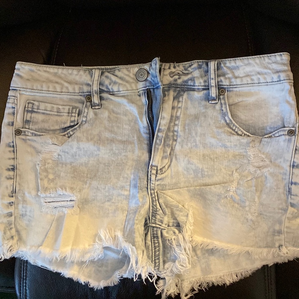 Aeropostale Ripped High Rise Midi Shorts